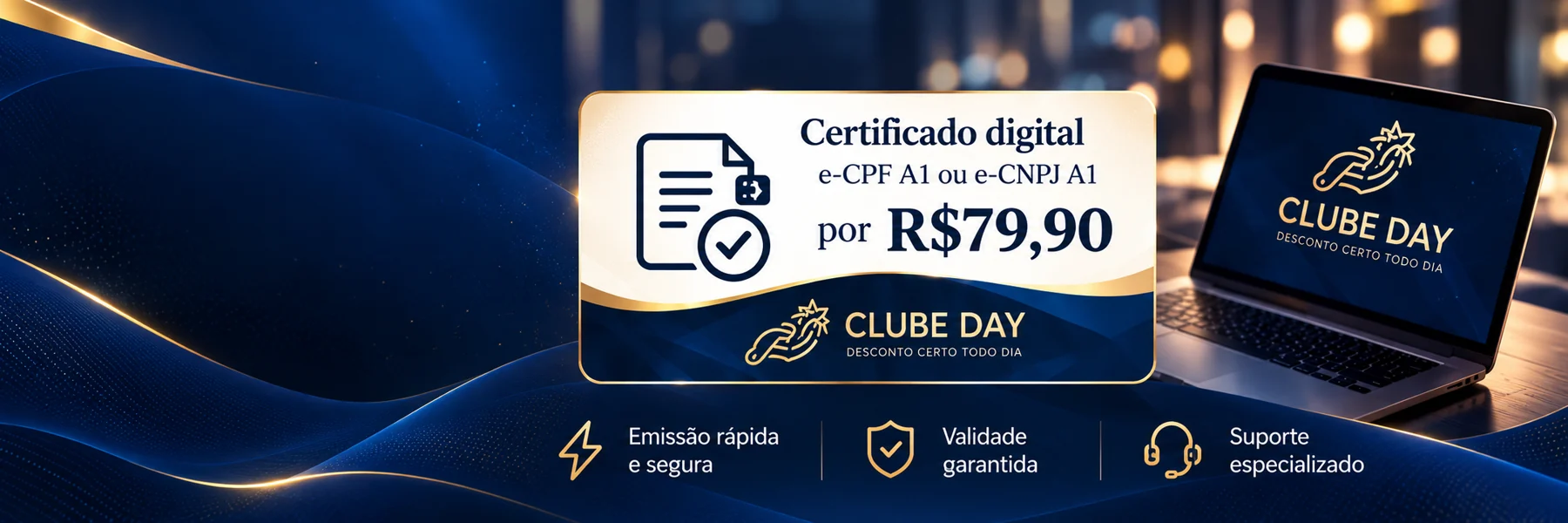 Certificado digital e-CPF A1 ou e-CNPJ A1 por R$ 79,90